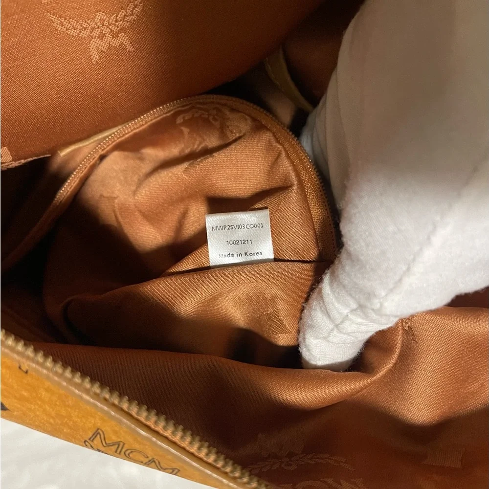 MCM Cognac/Black Visetos Logo Tote Shoulder Bag
